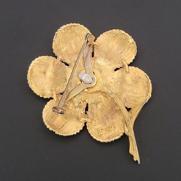 ART Arthur Pepper Floral Brooch Pin With Matching Clip Earrings Gold Tone Vtg - Picture 4 of 8